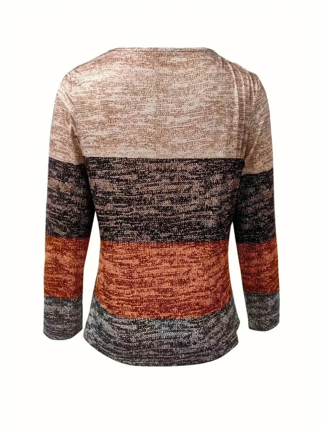 Color Block Quarter Zip Long Sleeve Blouse 