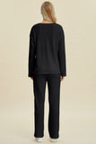 Double Take Full Size Cable-Knit Long Sleeve Top and Pants Set 