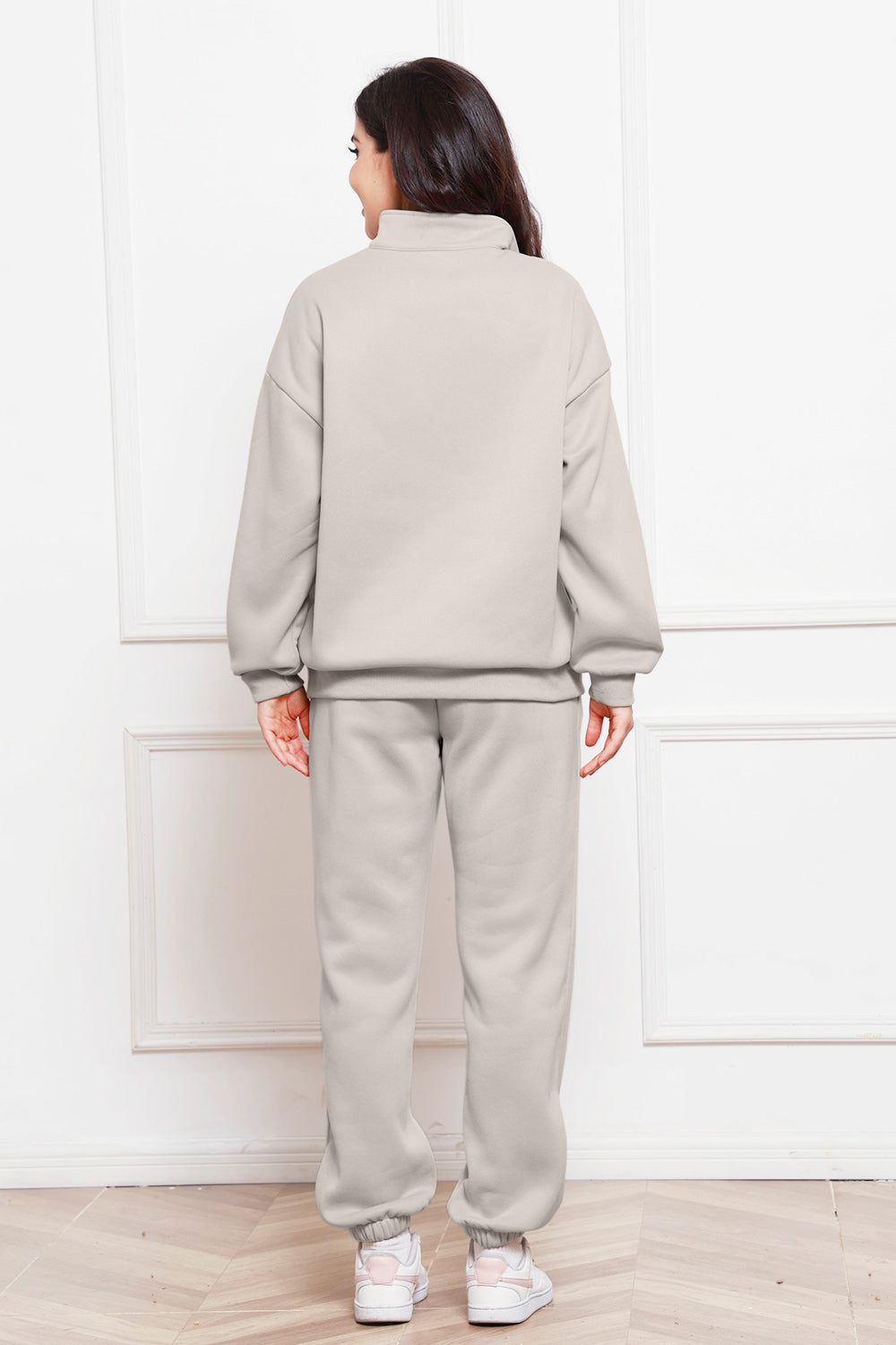 Half Zip Long Sleeve Sweatshirt and Pants Set 