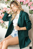 First Love Full Size Open Front Long Sleeve Blazer with Pockets 