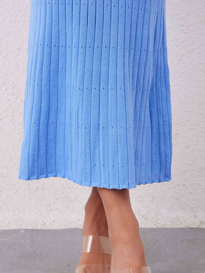 Contrast Trim Round Neck Long Sleeve Sweater Dress Dresses