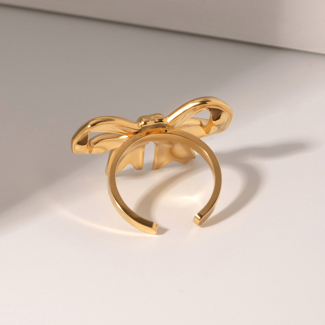 18K Gold-Plated Stainless Steel Bow Ring 