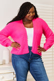 Woven Right Rib-Knit Open Front Drop Shoulder Cardigan 