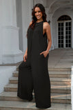 Double Take Full Size Tie Back Cutout Sleeveless Jumpsuit 