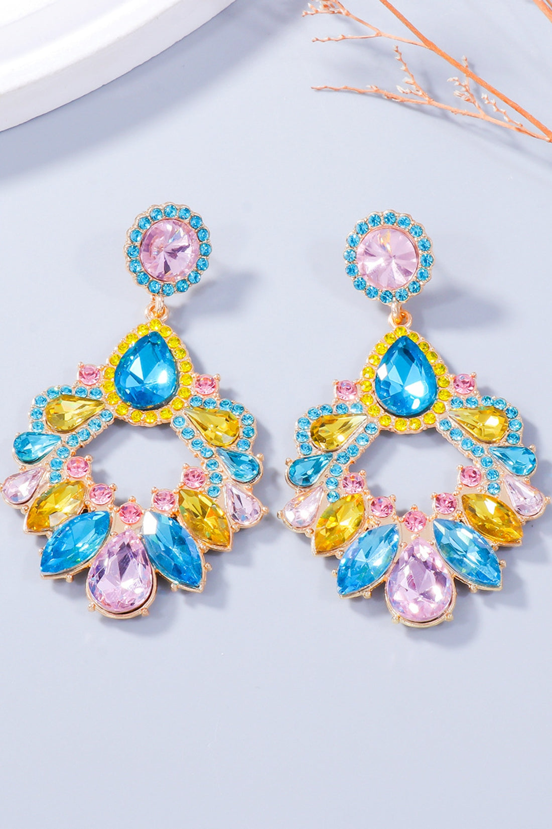 Alloy Rhinestone Dangle Earrings 