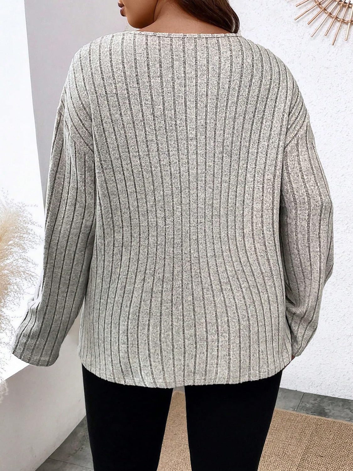 Plus Size Lace Detail Long Sleeve T-Shirt 