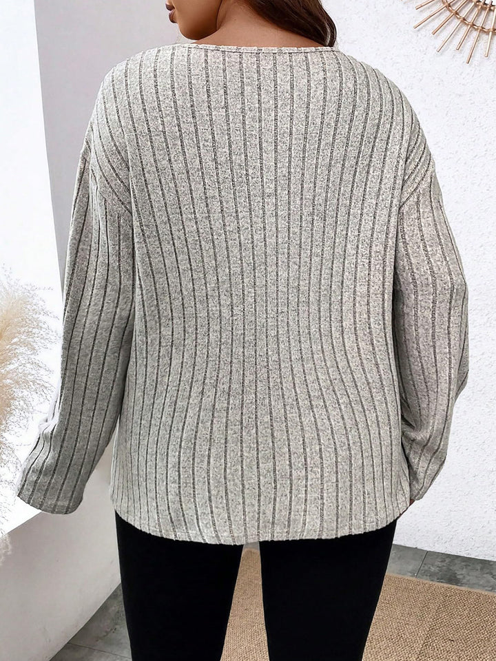 Plus Size Lace Detail Long Sleeve T-Shirt 