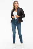 Snobbish PU Leather Biker Jacket with Side Zip Pockets 
