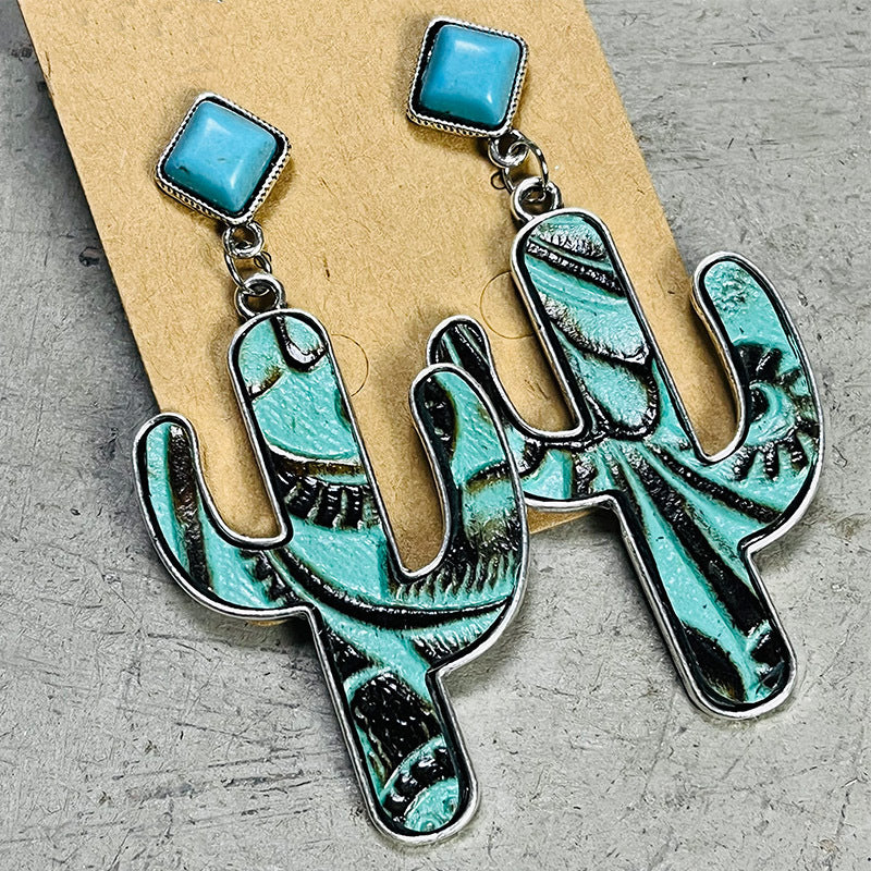 Turquoise Cactus Earrings 