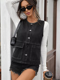 Button Up Denim Vest 