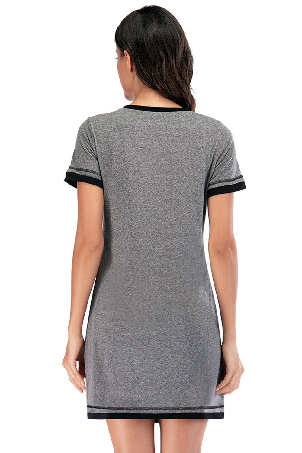 Contrast Trim Short Sleeve Lounge Dress 