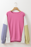 Exposed Seam Contrast Long Sleeve Sweatshirt 