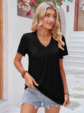 Double Take Ruched V-Neck Short Sleeve T-Shirt 