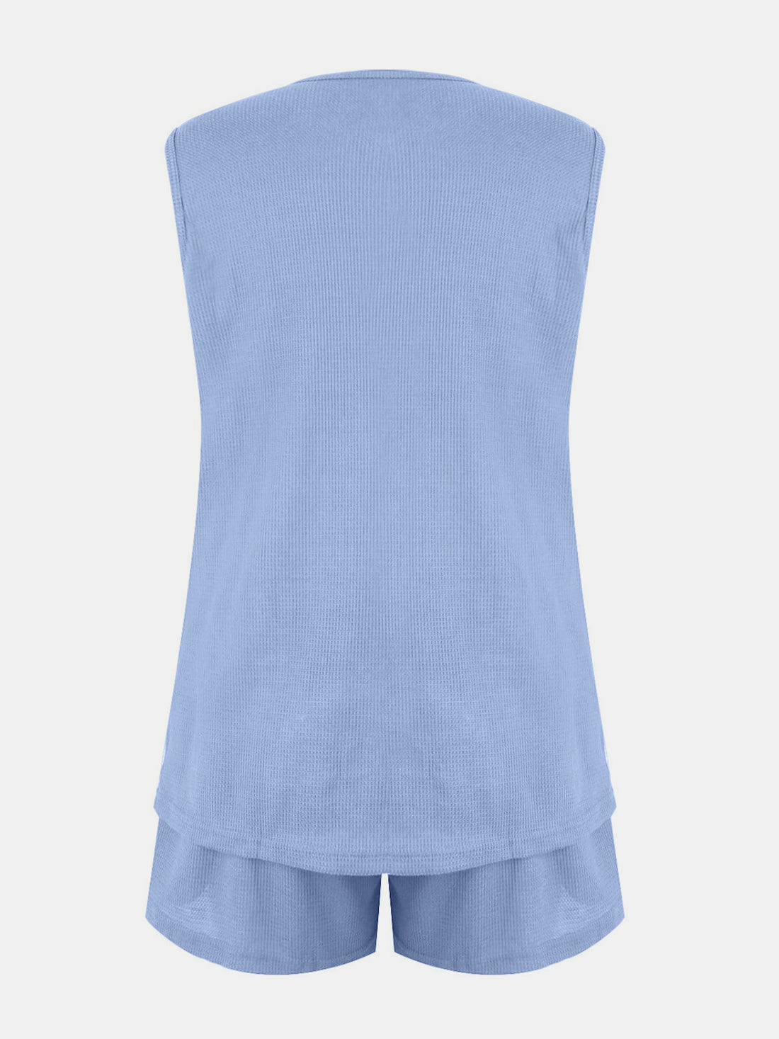 Full Size Waffle-Knit Notched Top and Shorts Set 