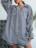Button Up Flounce Sleeve Top and Shorts Set Lingerie & Nightwear