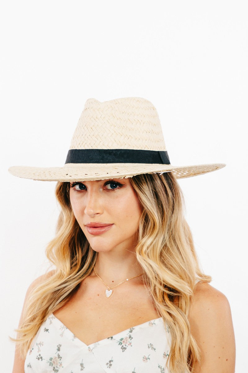Fame Basket Weave Straw Sun Hat 