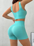 Scoop Neck Wide Strap Tank and Shorts Active Set 