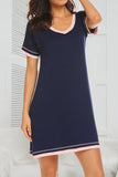 Contrast Trim Short Sleeve Lounge Dress 