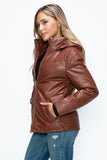 How Dare U Pocketed Zip Up Puffer Jacket with Removable Hood 