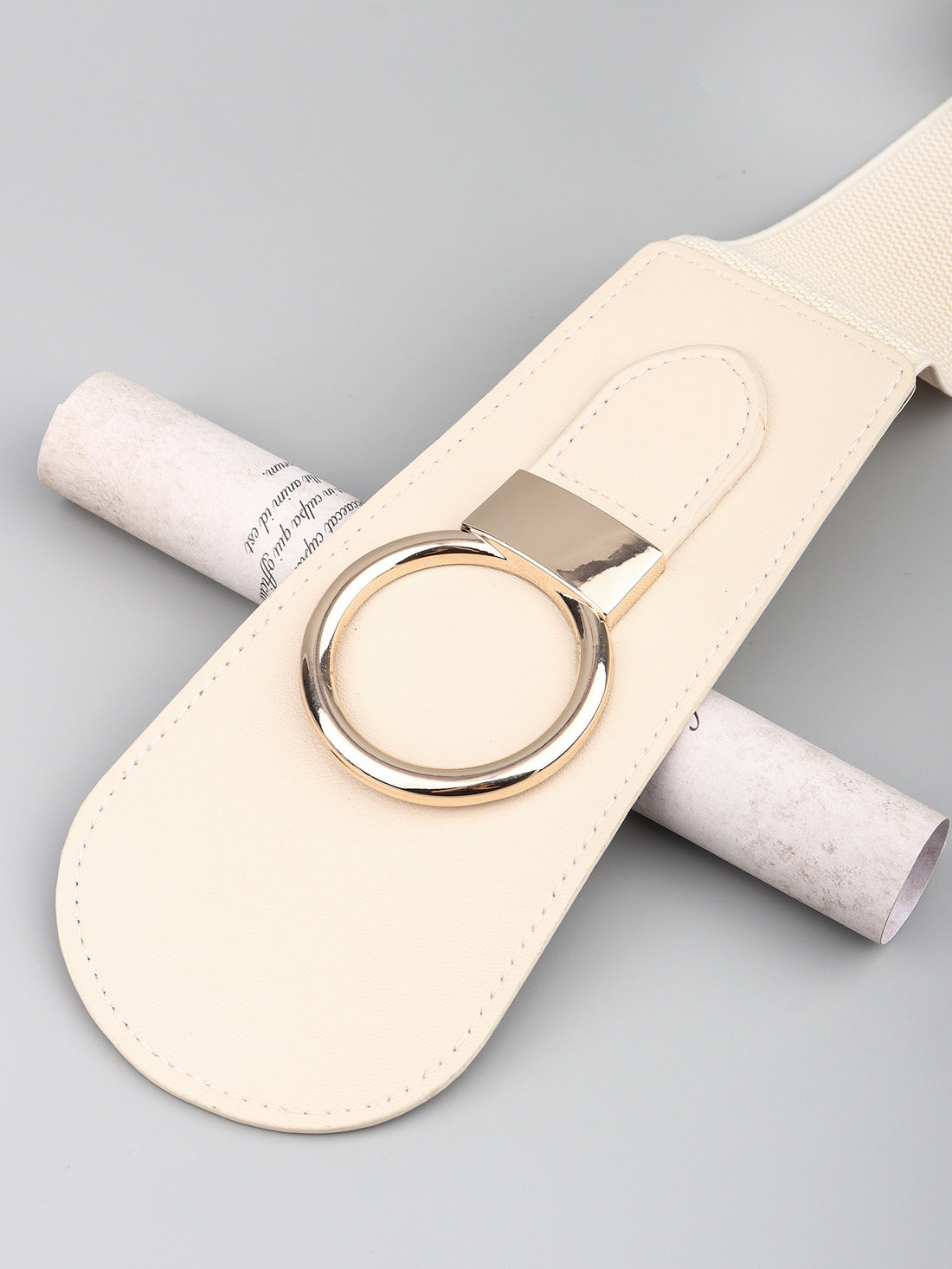 PU Elastic Wide Belt with Alloy Buckle 
