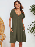 Notched Short Sleeve Mini Lounge Dress 
