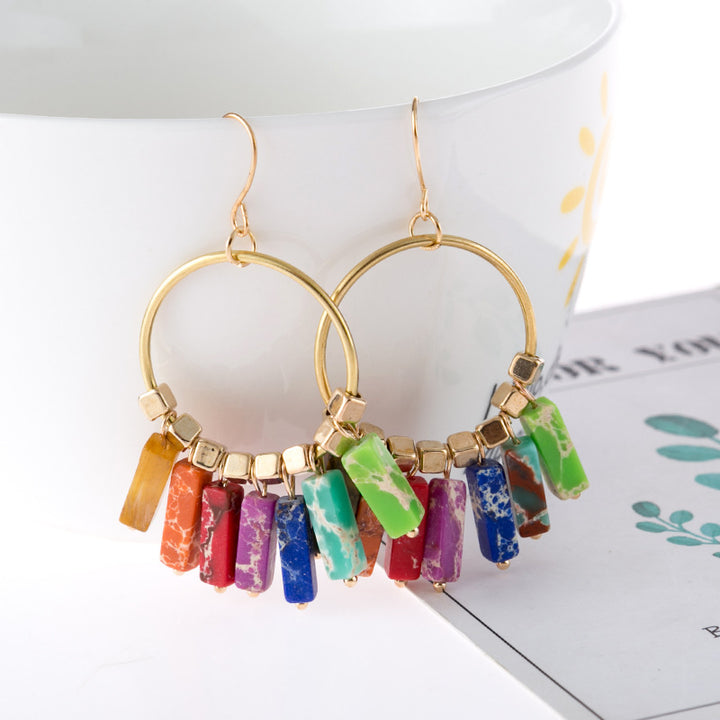 Multicolored Stone Dangle Earrings 