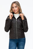 YMI Removable Faux Layered Multi-Pocket Jacket with Fuzzy Hood 