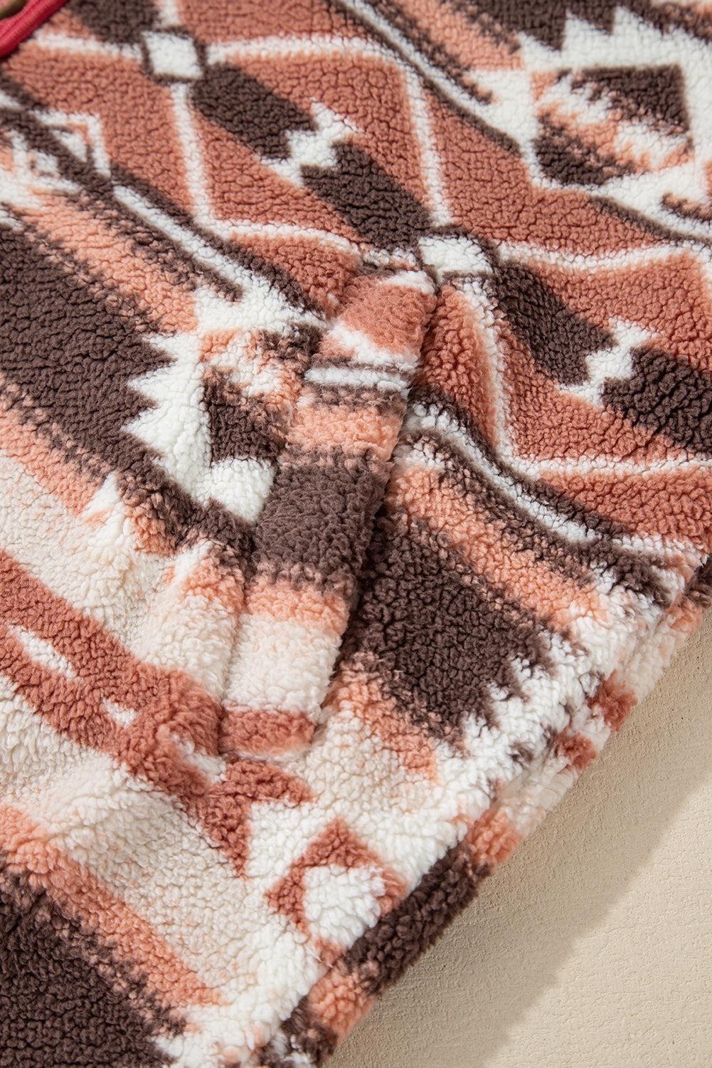 Geometric Button Up Corduroy Trim Jacket 