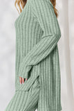 Basic Bae Full Size Ribbed High-Low Top and Wide Leg Pants Set 