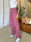 RFM Full Size High Rise Garment Dye Wide Leg  Jeans 