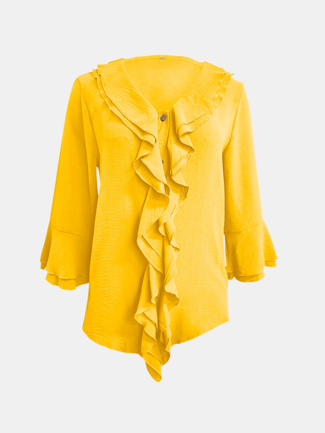 Full Size Ruffled V-Neck Flounce Sleeve Blouse 