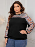 Honey Plus Size Printed Long Sleeve Sweatshirt 