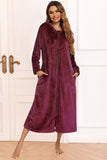 Zip Front Hooded Night Dress with Pockets 