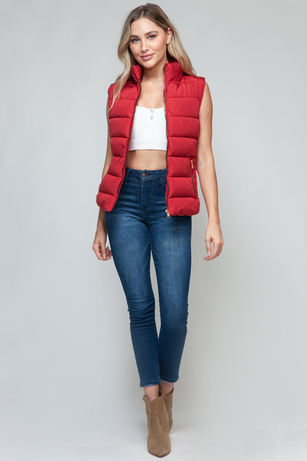 Snobbish Zip Up Turtleneck Vest with Pockets 