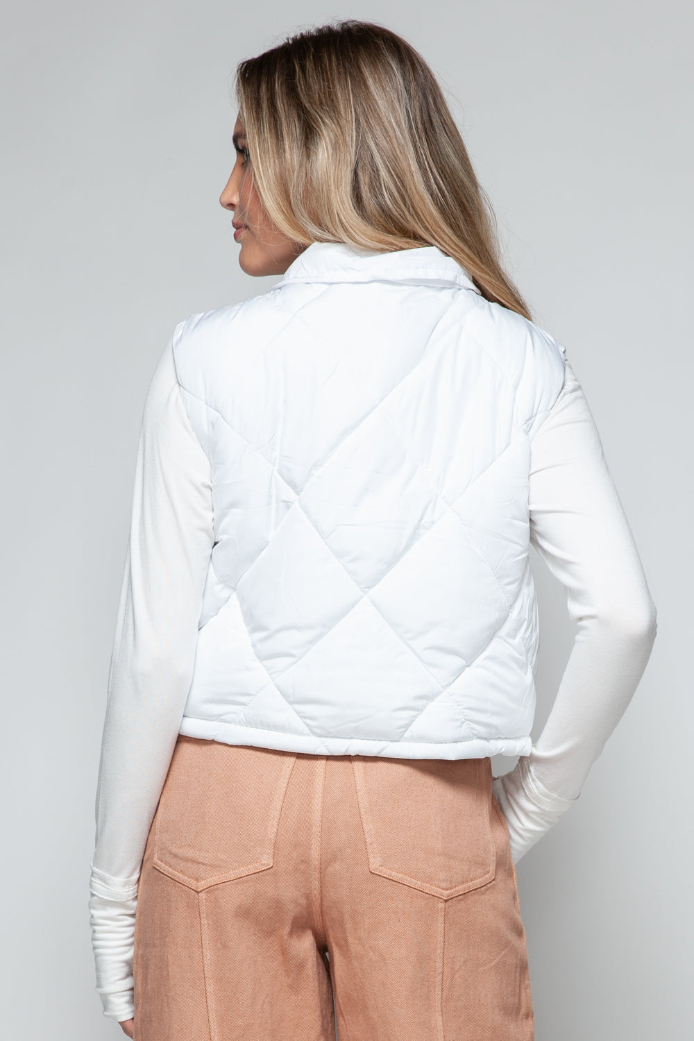 Snobbish Snap Down Quilted Crop Vest 