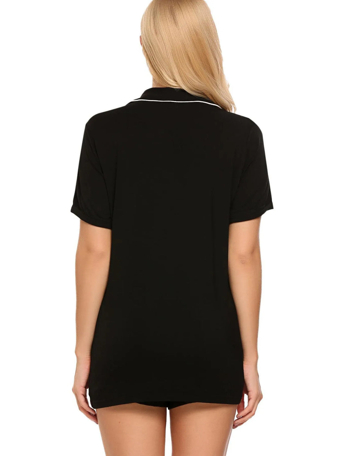 Button Up Short Sleeve Top and Shorts Lounge Set Lingerie & Nightwear