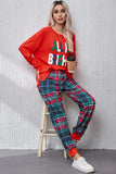 ALL IS BRIGHT Round Neck Top and Plaid Pants Lounge Set Lingerie & Nightwear