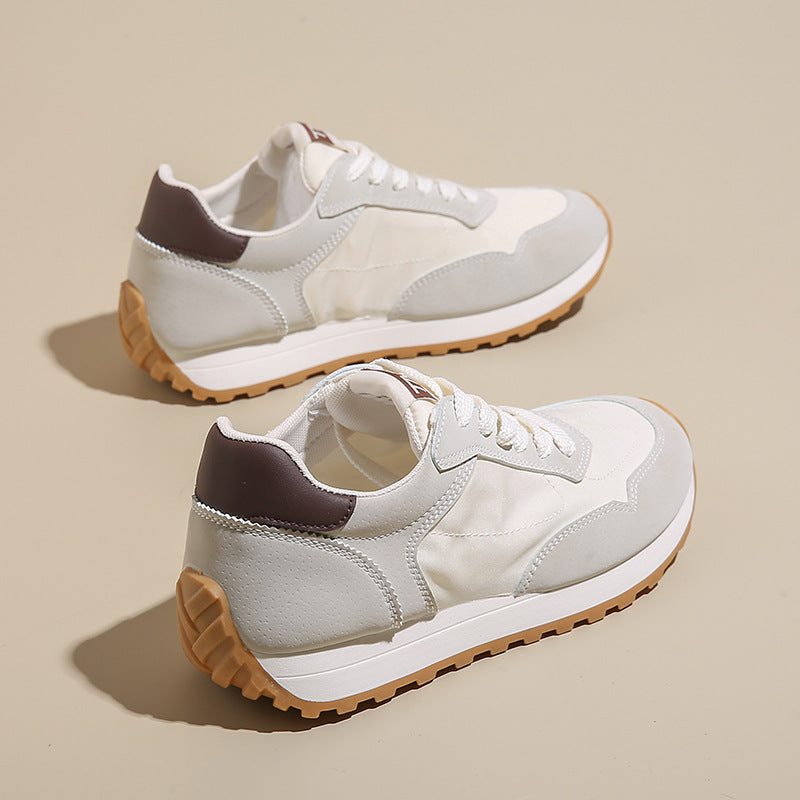 Contrast Platform Lace-Up Athletic Sneakers 