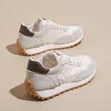 Contrast Platform Lace-Up Athletic Sneakers 