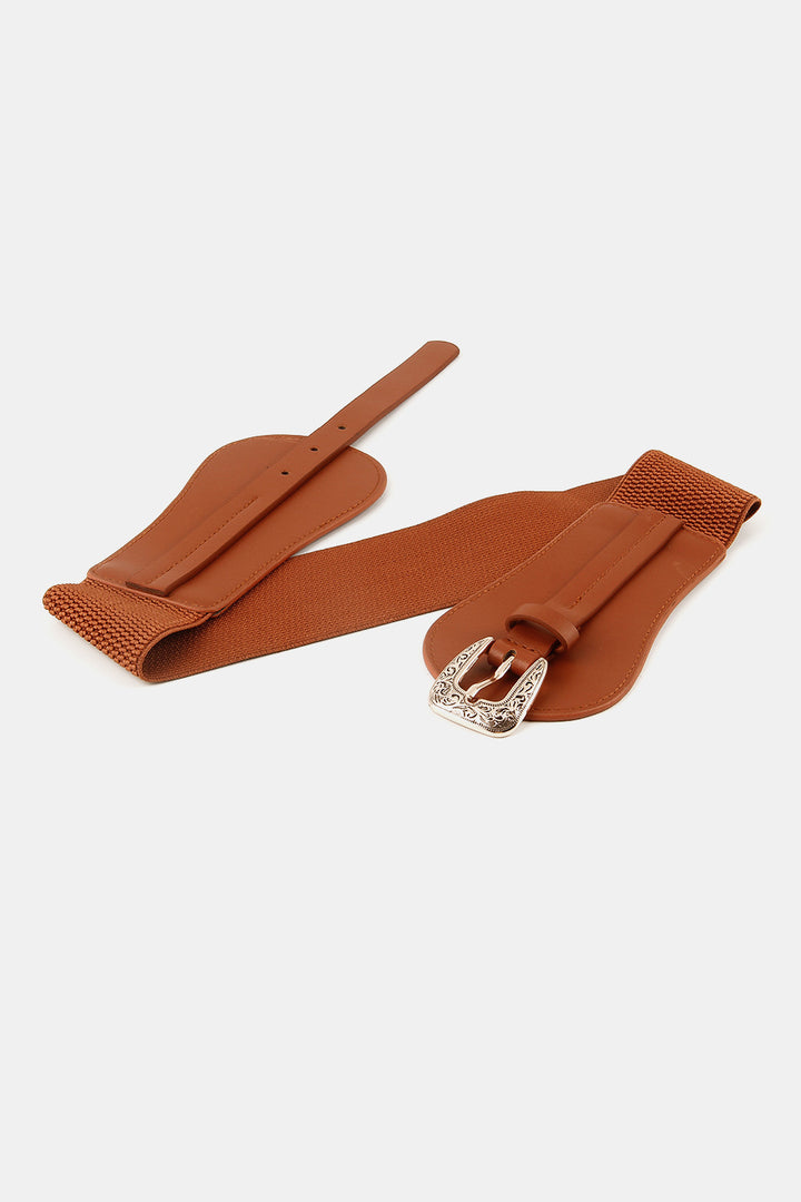Wide Elastic Belt with Alloy Buckle 