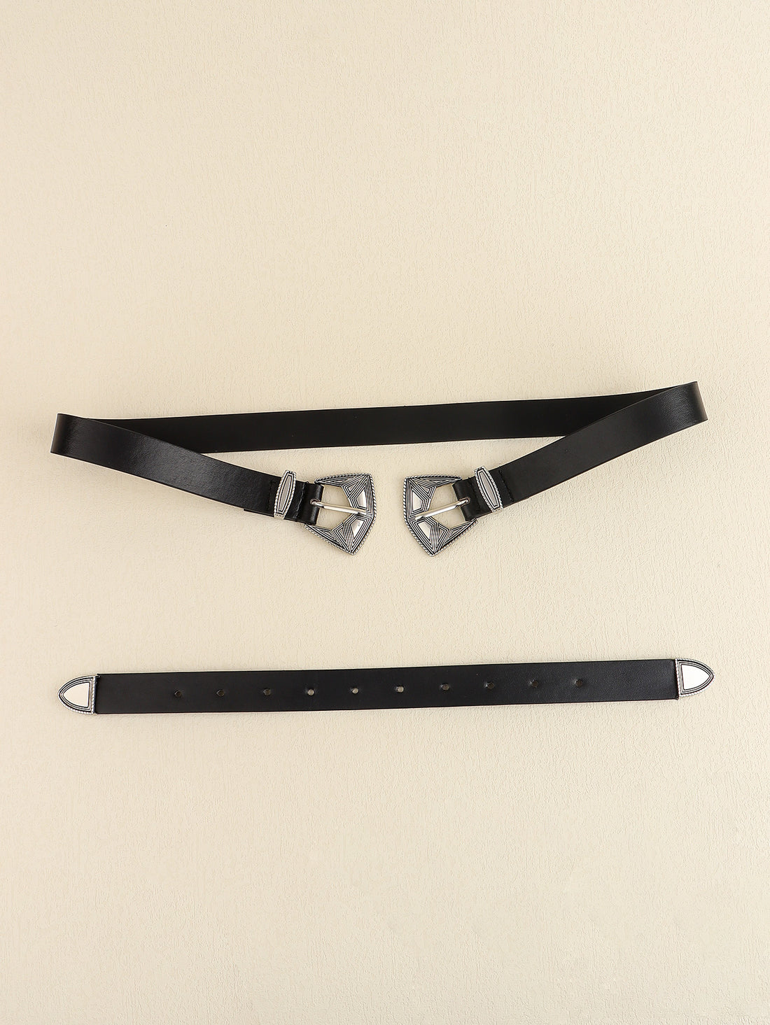 Double Buckle PU Leather Belt 