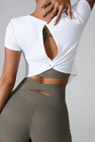 Cutout Round Neck Short Sleeve Active T-Shirt 