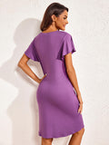 Notched Short Sleeve Lounge Dress 