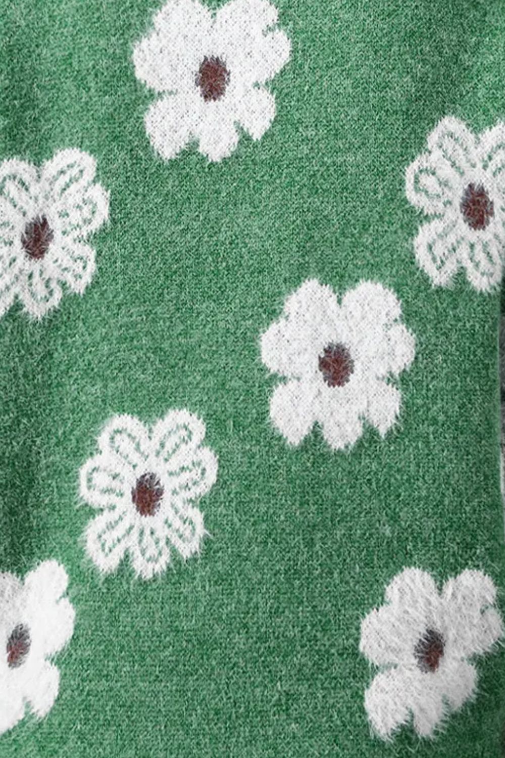 Flower Half Zip Long Sleeve Sweater 