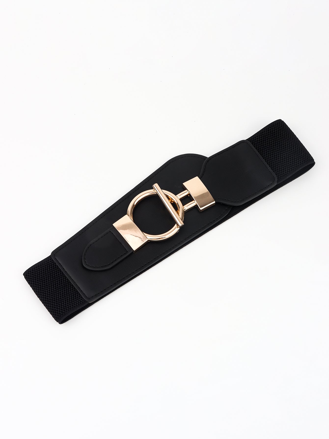 PU Elastic Wide Belt with Alloy Buckle 