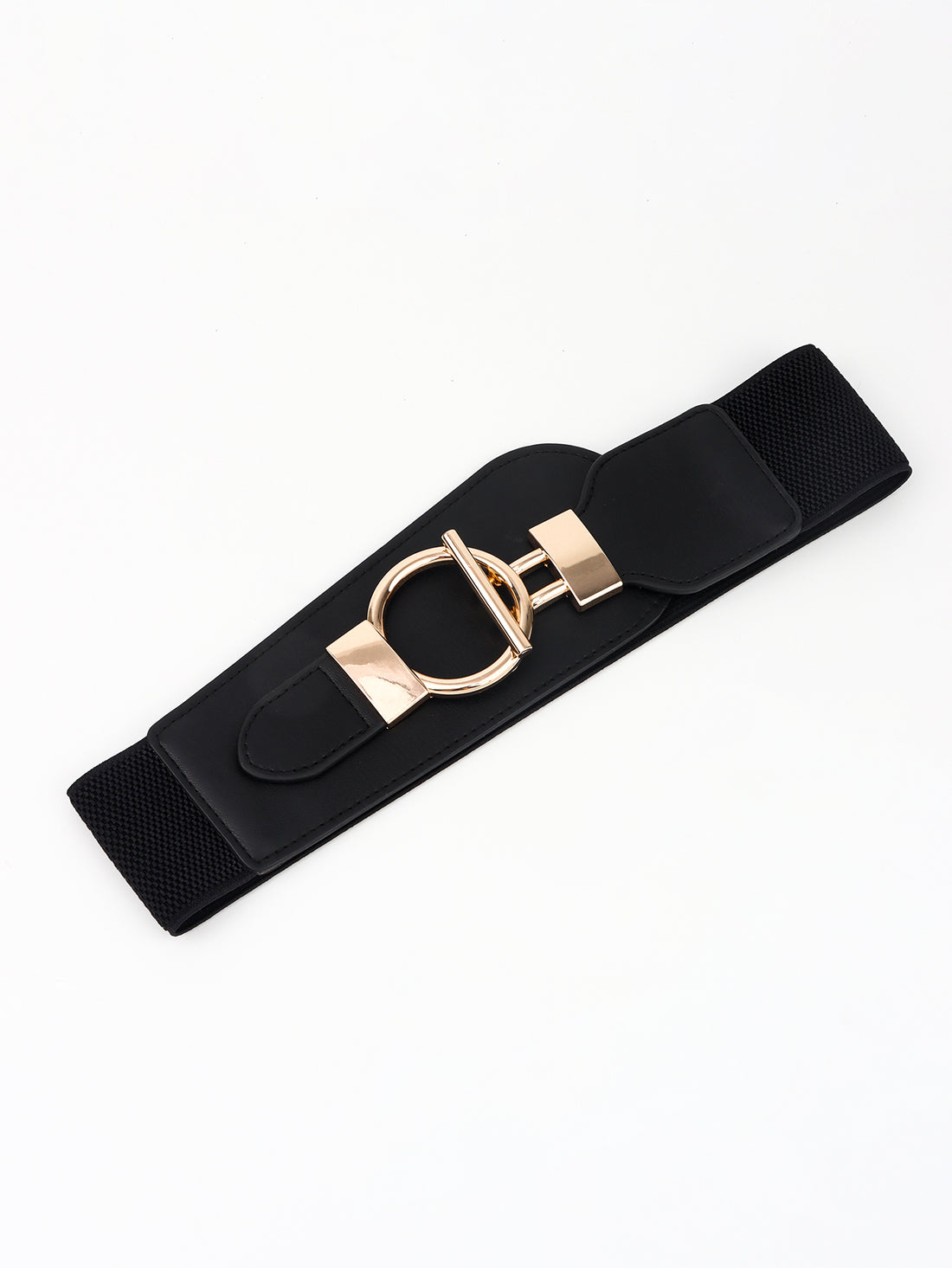 PU Elastic Wide Belt with Alloy Buckle 