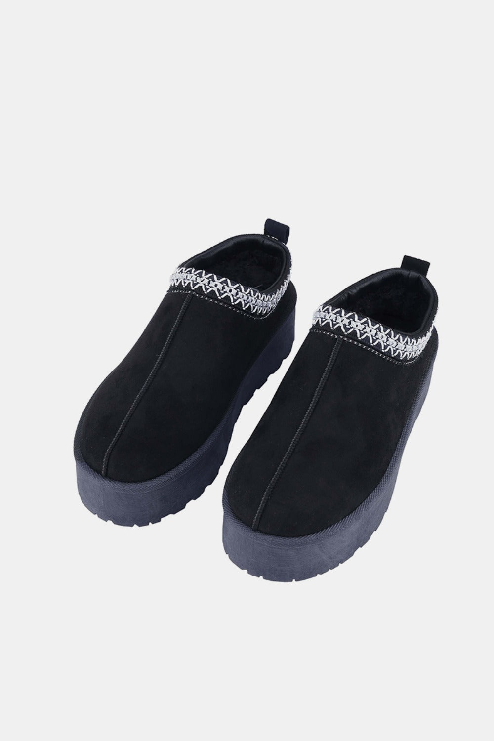 Weeboo Platform Embroidered Trim Slip-On Boots 