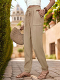 Perfee Textured High Waist Joggers 