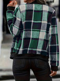 Plus Size Plaid Baseball Collar Zip Up Jacket 
