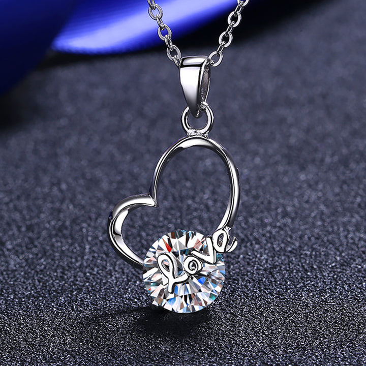 2 Carat Moissanite Heart 925 Sterling Silver Necklace 